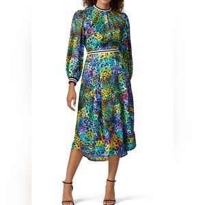 Hunter Bell Rainbow Leopard Casper Midi Dress in Size 4